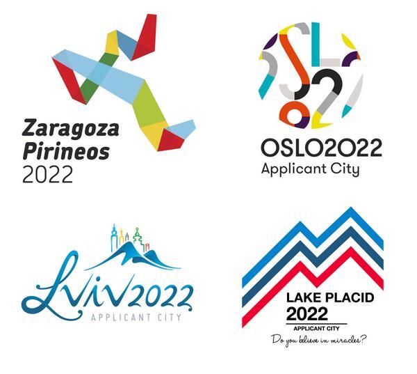 Algunos de los logos de candidaturas retiradas de los Juegos 2022